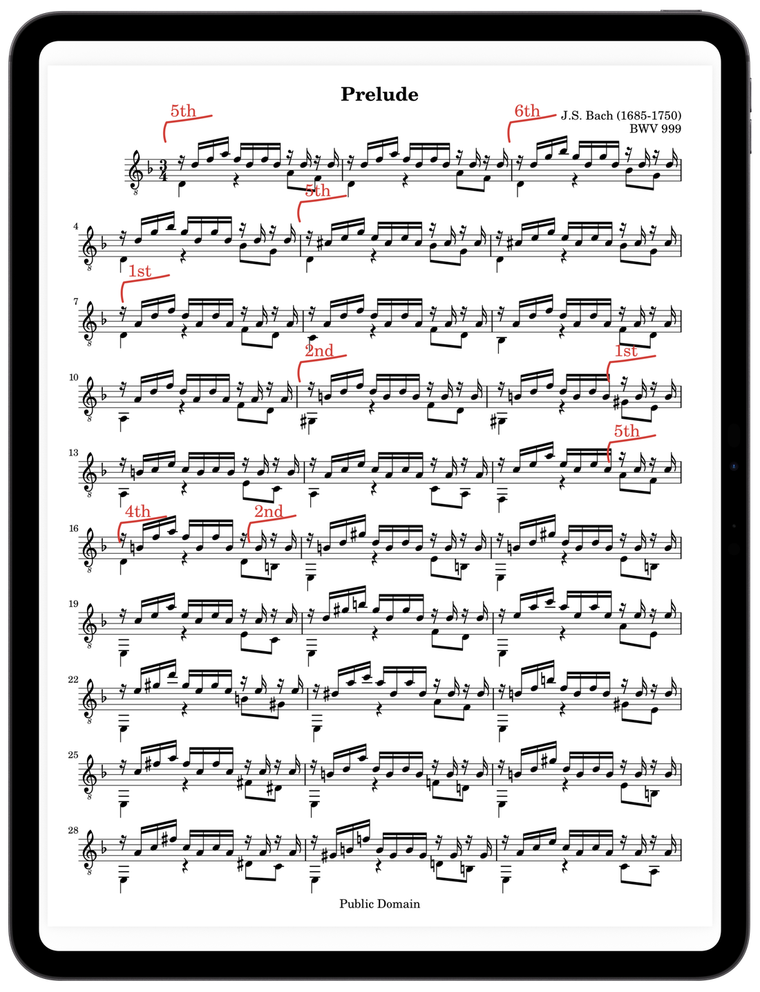 An annotated score on iPad