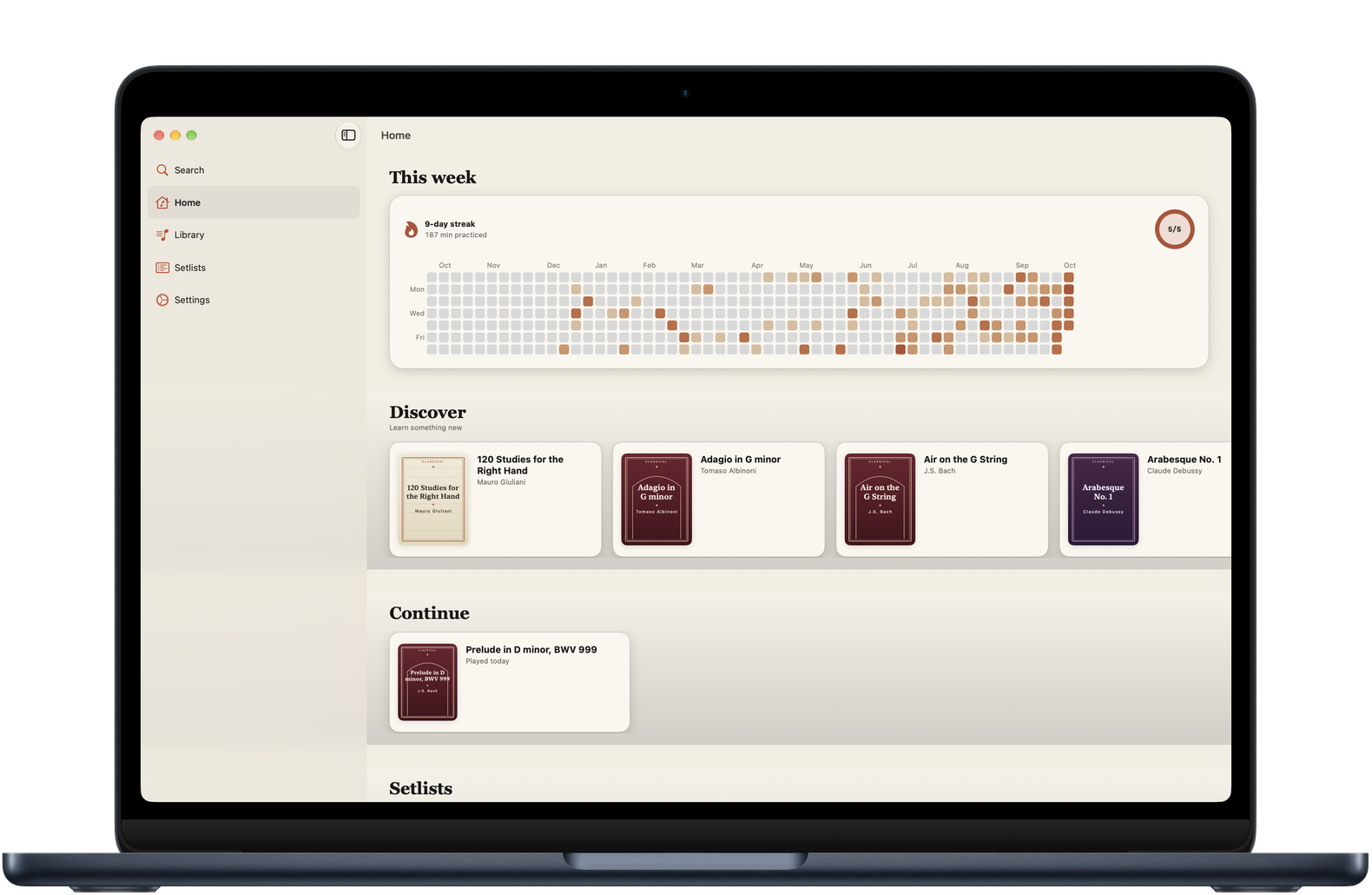 Partita practice home on Mac
