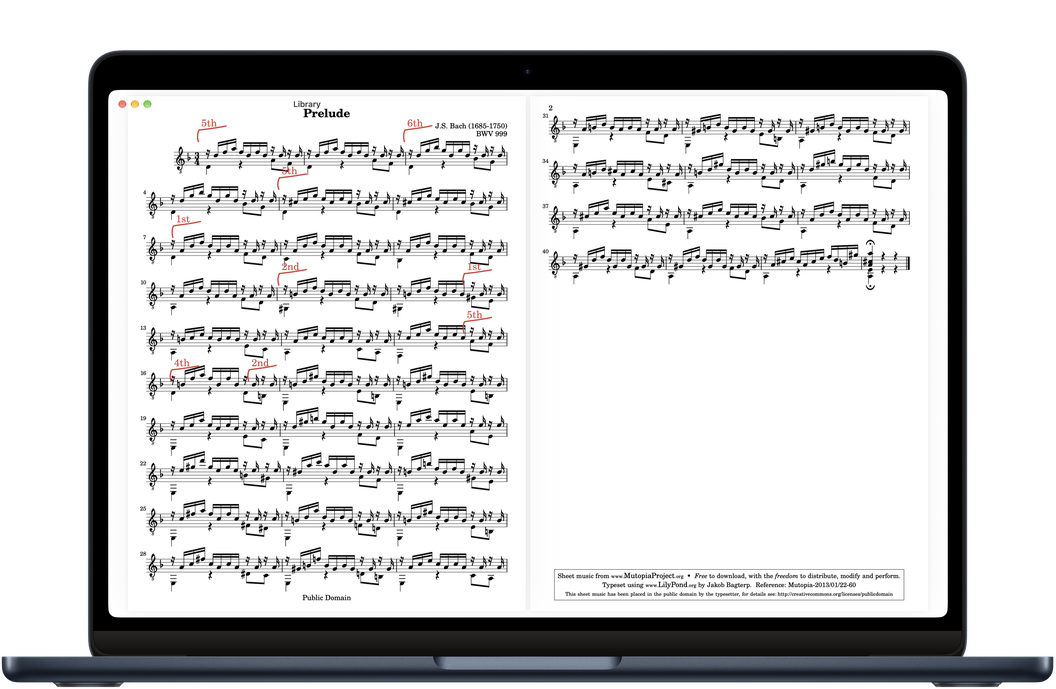 An annotated score on Mac